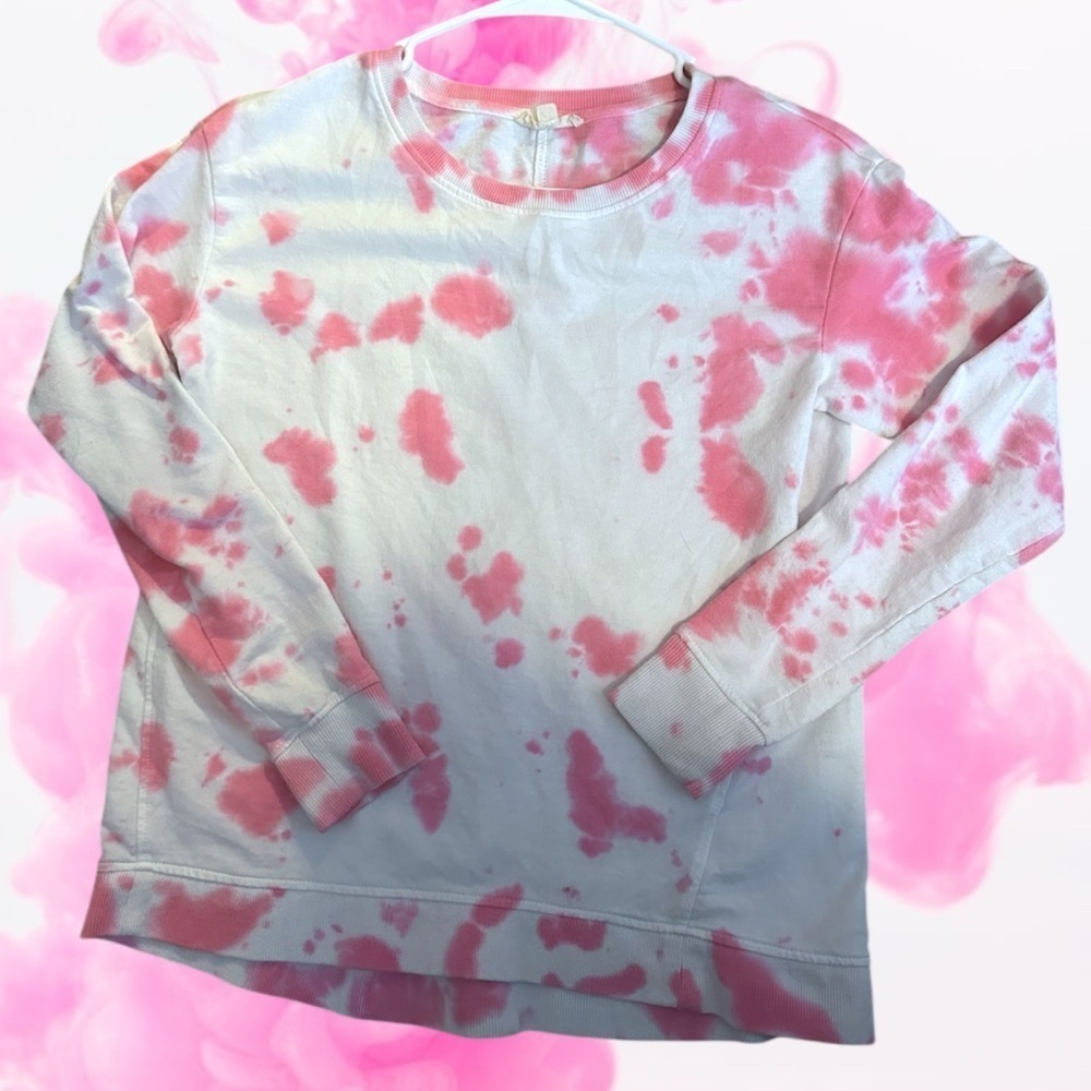 Jane & Delancey XS Pink White Tie Dye Pullover Sweater Tye Die Splotch Pattern